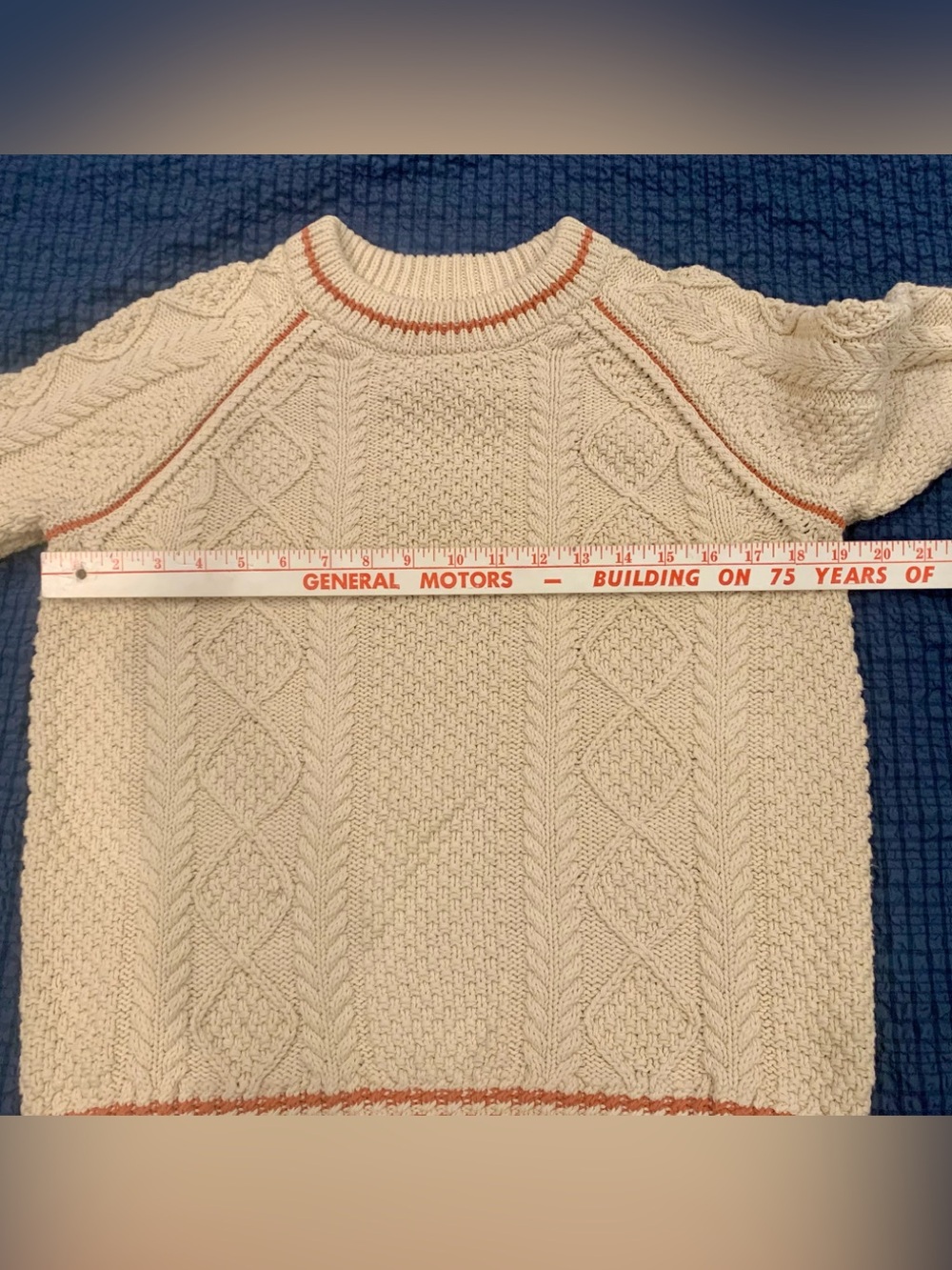 L.L.Bean Signature Cotton Fisherman Sweater Cable Knit size L Women’s - Picture 3 of 14